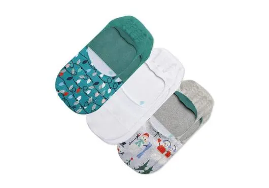 Women Ultimate No Show Socks Snowman 3 Pack Holiday Multi Snowmen TOMS Socks