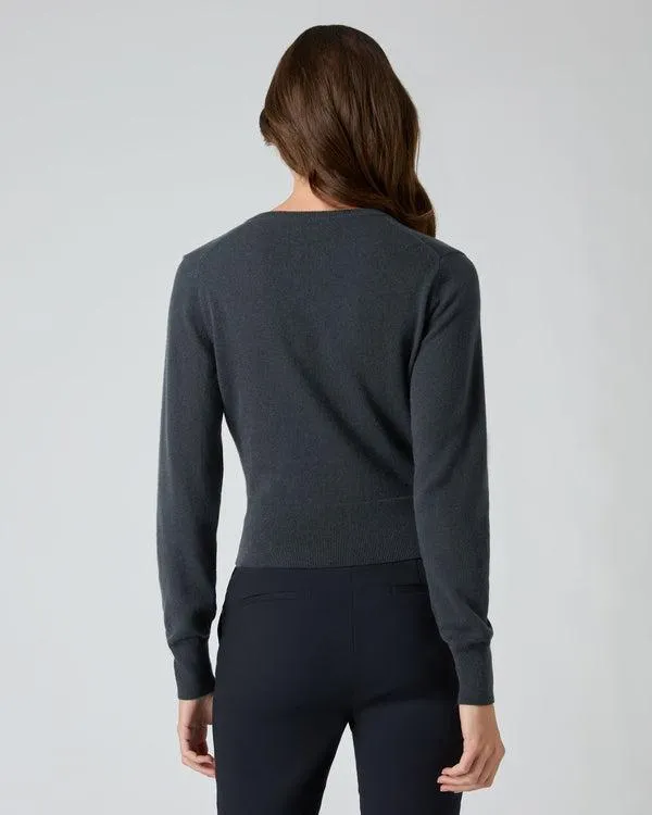 Women Women039s Crop V Neck Cashmere SweaterIn Grigio Blue Grigio Blue NPeal V Necks