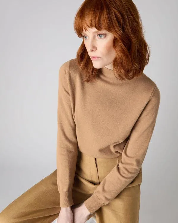Women Women039s Funnel Neck Cashmere SweaterIn Sahara Brown Sahara Brown NPeal Turtle Necks