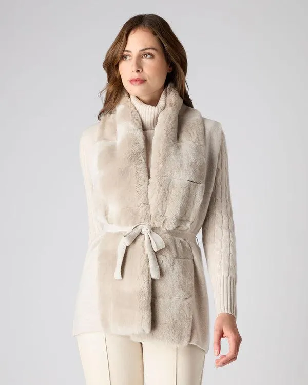 Women Women039s Fur Placket Milano Cashmere GiletIn Ecru White Ecru White NPeal Gilets Women Women039s Fur Placket Milano Cashmere GiletIn Ecru White Ecru White NPeal Gilets