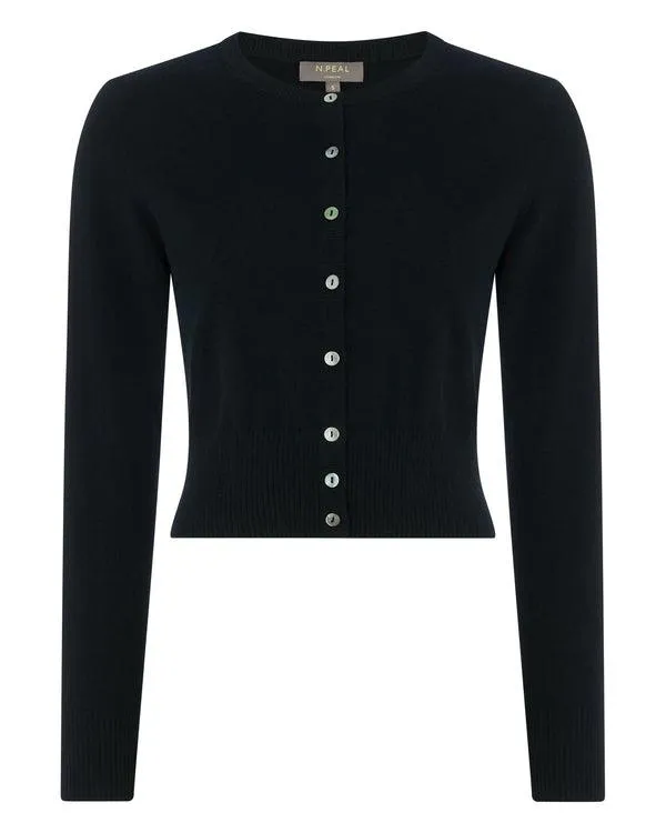 Women Women039s Long Sleeve Cropped Cashmere CardiganIn Black Black NPeal Cardigans
