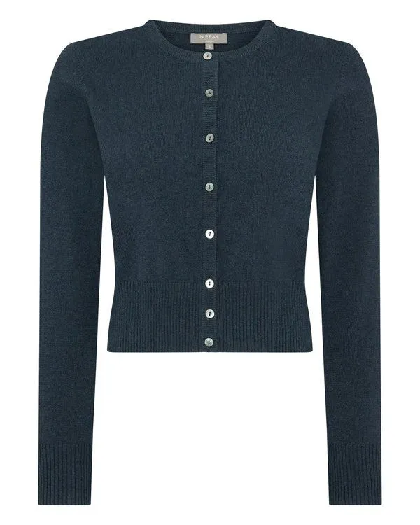 Women Women039s Long Sleeve Cropped Cashmere CardiganIn Grigio Blue Grigio Blue NPeal Cardigans