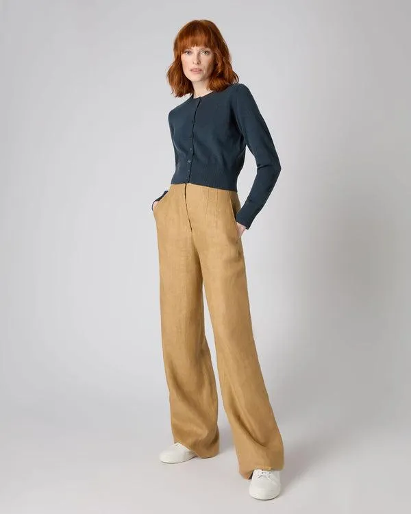 Women Women039s Long Sleeve Cropped Cashmere CardiganIn Grigio Blue Grigio Blue NPeal Cardigans
