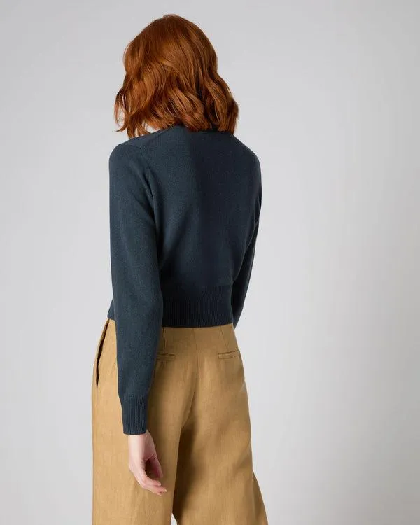 Women Women039s Long Sleeve Cropped Cashmere CardiganIn Grigio Blue Grigio Blue NPeal Cardigans