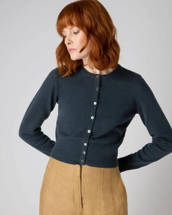 Women Women039s Long Sleeve Cropped Cashmere CardiganIn Grigio Blue Grigio Blue NPeal Cardigans