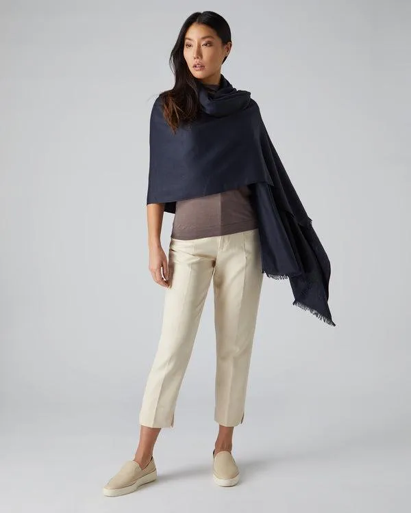 Women Women039s Pashmina Cashmere ShawlIn Navy Blue Navy Blue NPeal Pashminas Wraps and Shawls