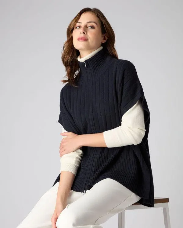 Women Women039s Rib Full Zip Cashmere CapeIn Navy Blue Navy Blue NPeal Pashminas Wraps and Shawls Women Women039s Rib Full Zip Cashmere CapeIn Navy Blue Navy Blue NPeal Pashminas Wraps and Shawls