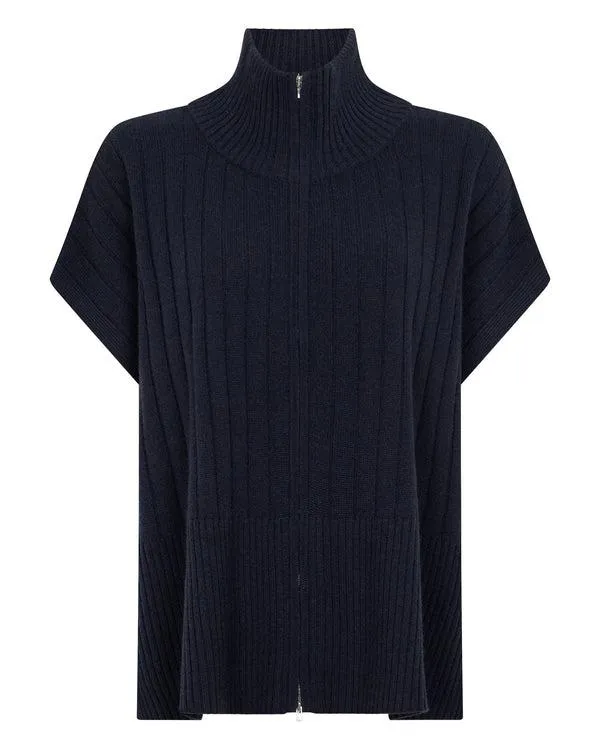 Women Women039s Rib Full Zip Cashmere CapeIn Navy Blue Navy Blue NPeal Pashminas Wraps and Shawls