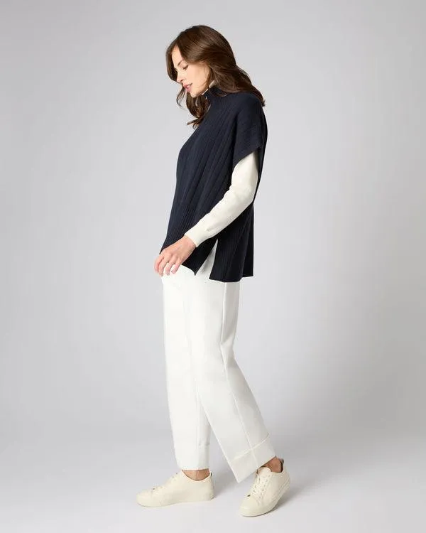Women Women039s Rib Full Zip Cashmere CapeIn Navy Blue Navy Blue NPeal Pashminas Wraps and Shawls