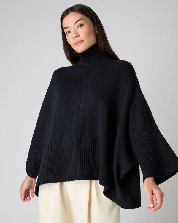 Women Women039s Rib Sleeved Cable Cashmere SweaterIn Navy Blue Navy Blue NPeal Turtle Necks Women Women039s Rib Sleeved Cable Cashmere SweaterIn Navy Blue Navy Blue NPeal Turtle Necks