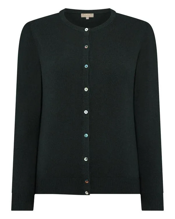 Women Women039s Round Neck Cashmere CardiganIn Dark Green Dark Green NPeal Cardigans