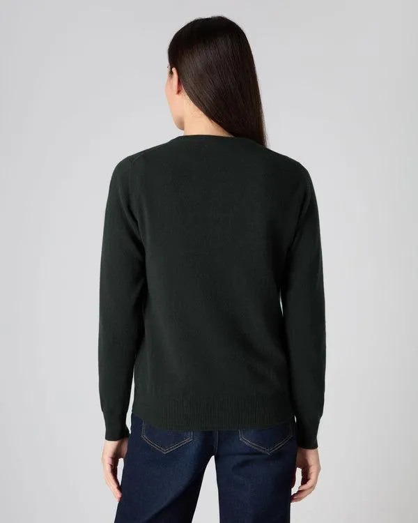 Women Women039s Round Neck Cashmere CardiganIn Dark Green Dark Green NPeal Cardigans