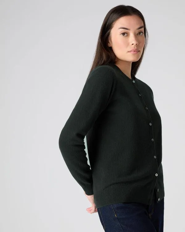 Women Women039s Round Neck Cashmere CardiganIn Dark Green Dark Green NPeal Cardigans