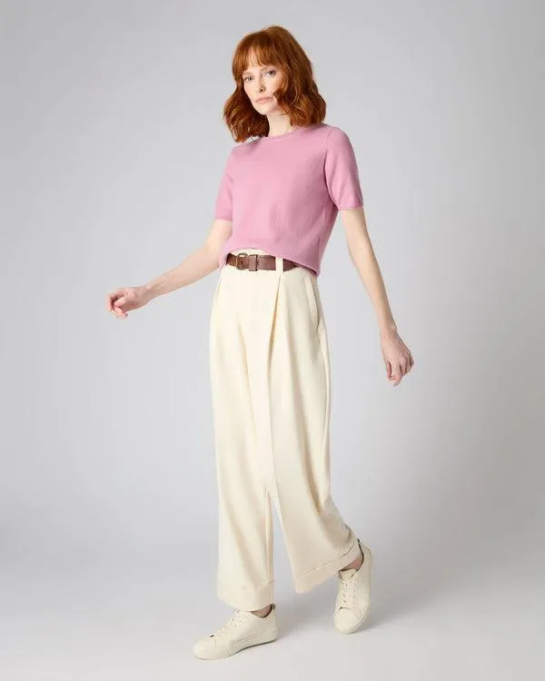 Women Women039s Round Neck Cashmere T ShirtIn Burano Pink Burano Pink NPeal Tops and Tshirts
