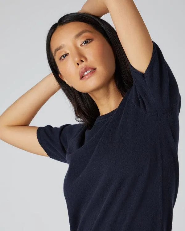 Women Women039s Round Neck Cashmere T ShirtIn Navy Blue Navy Blue NPeal Tops and Tshirts