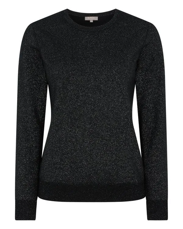 Women Women039s Round Neck Sweater With LurexIn Black Sparkle Black Sparkle NPeal Round Necks