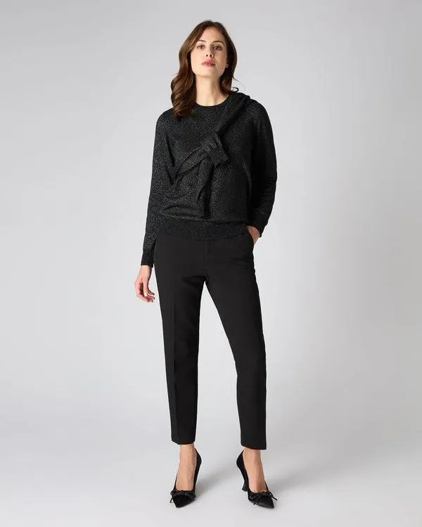Women Women039s Round Neck Sweater With LurexIn Black Sparkle Black Sparkle NPeal Round Necks
