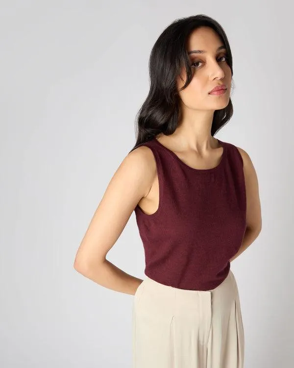 Women Women039s Superfine Cashmere Shell TopIn Burgundy Red Burgundy Red NPeal Tops and Tshirts