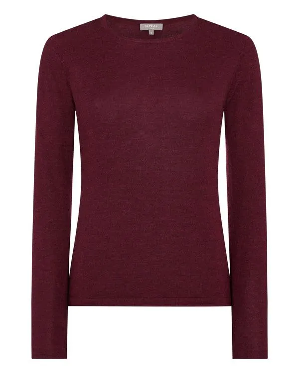 Women Women039s Superfine Long Sleeve Cashmere TopIn Burgundy Red Burgundy Red NPeal Tops and Tshirts