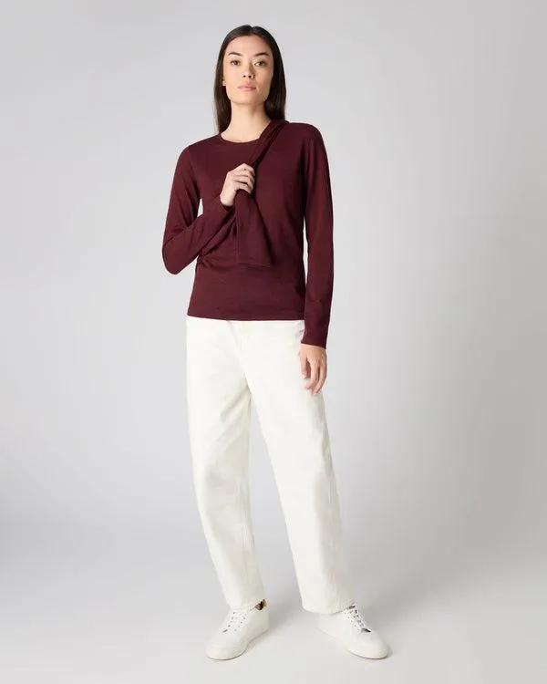 Women Women039s Superfine Long Sleeve Cashmere TopIn Burgundy Red Burgundy Red NPeal Tops and Tshirts