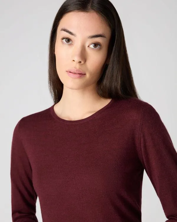 Women Women039s Superfine Long Sleeve Cashmere TopIn Burgundy Red Burgundy Red NPeal Tops and Tshirts