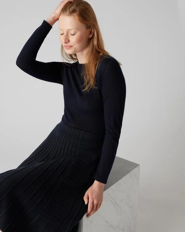 Women Women039s Superfine Long Sleeve Cashmere TopIn Navy Blue Navy Blue NPeal Tops and Tshirts