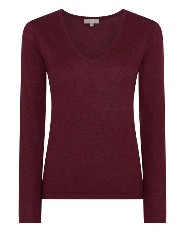 Women Women039s Superfine V Neck Cashmere SweaterIn Burgundy Red Burgundy Red NPeal V Necks