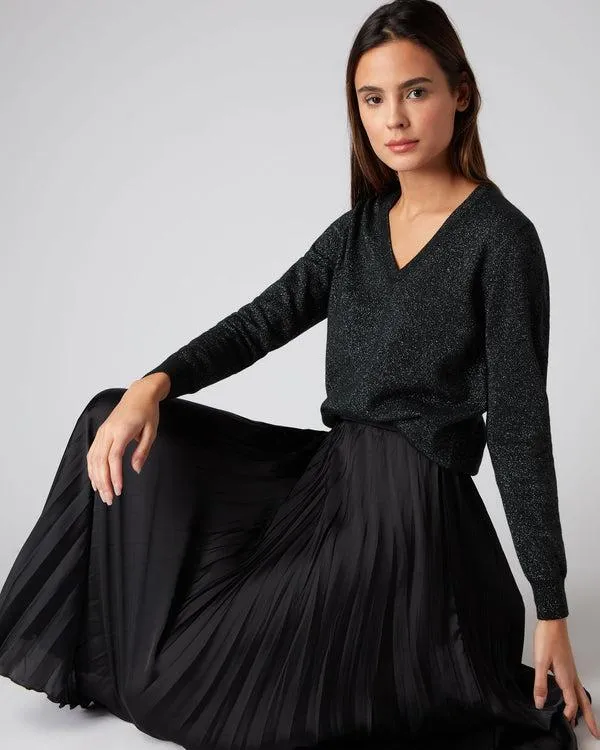 Women Women039s V Neck Cashmere Sweater With LurexIn Black Sparkle Black Sparkle NPeal V Necks Women Women039s V Neck Cashmere Sweater With LurexIn Black Sparkle Black Sparkle NPeal V Necks