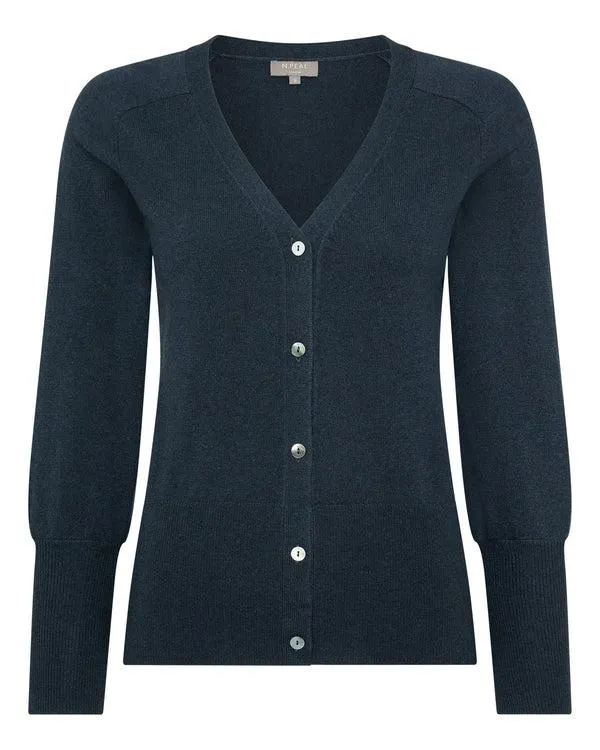 Women Women039s V Necked Cashmere CardiganIn Grigio Blue Grigio Blue NPeal Cardigans