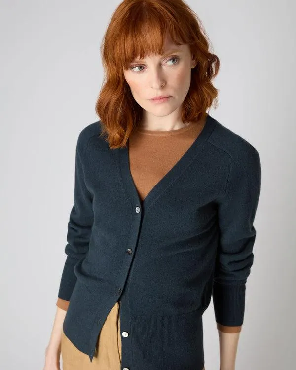 Women Women039s V Necked Cashmere CardiganIn Grigio Blue Grigio Blue NPeal Cardigans