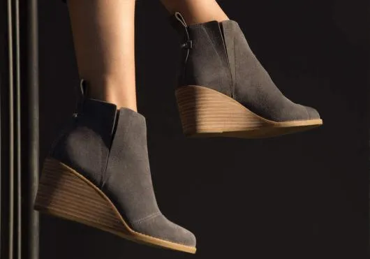 Women WomenClare Forged Iron Suede Wedge Boot Forged Iron TOMS Boots and Booties