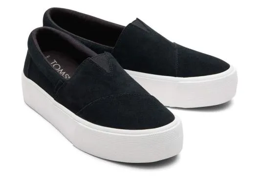 Women WomenFenix Platform Black Suede Slip On Sneaker Suede Black TOMS Platforms