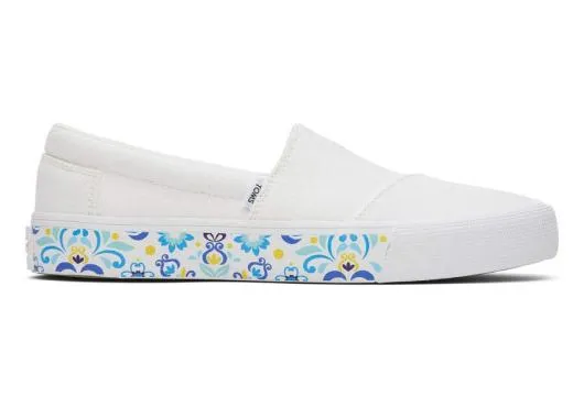 Women WomenFenix White Washed Canvas TOMS Slip Ons