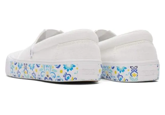 Women WomenFenix White Washed Canvas TOMS Slip Ons