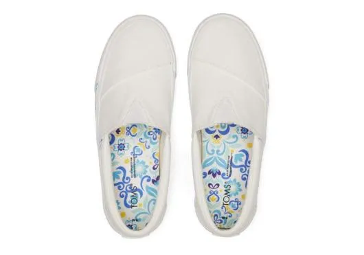 Women WomenFenix White Washed Canvas TOMS Slip Ons