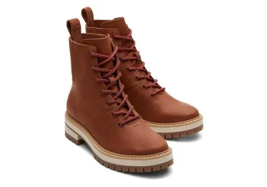 Women WomenFrankie Brown Water Resistant LaceUp Boot Dark Brown TOMS Boots and Booties