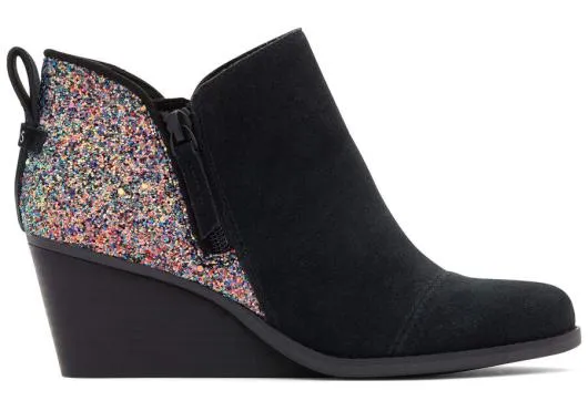 Women WomenGoldie Black Suede And Chunky Glitter Wedge Boot Suede Black Chunky Glitter TOMS Exclusives