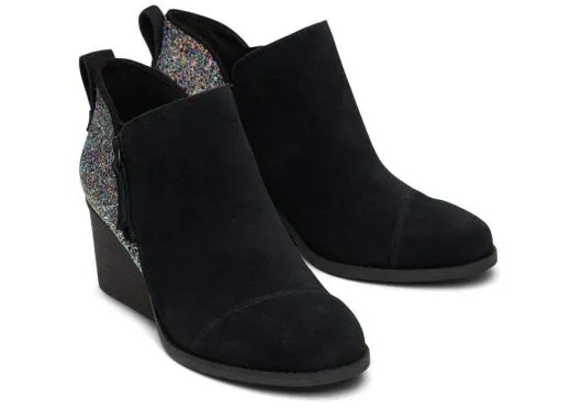 Women WomenGoldie Black Suede And Chunky Glitter Wedge Boot Suede Black Chunky Glitter TOMS Exclusives