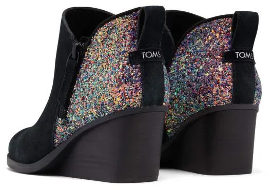 Women WomenGoldie Black Suede And Chunky Glitter Wedge Boot Suede Black Chunky Glitter TOMS Exclusives