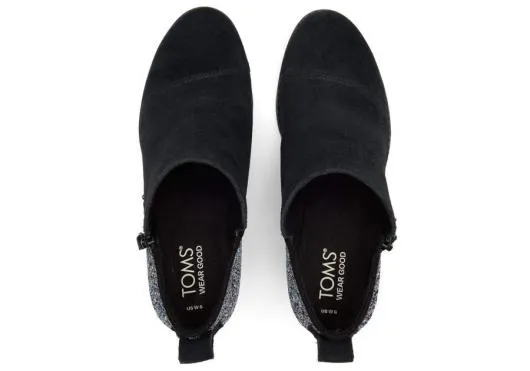 Women WomenGoldie Black Suede And Chunky Glitter Wedge Boot Suede Black Chunky Glitter TOMS Exclusives