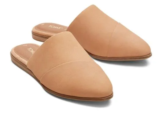 Women WomenJade Tan Leather Slip On Flat Honey TOMS Flats