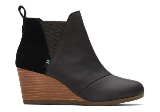 Women WomenKelsey Wedge Bootie Black Leather TOMS Boots and Booties