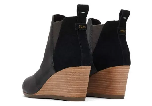 Women WomenKelsey Wedge Bootie Black Leather TOMS Boots and Booties