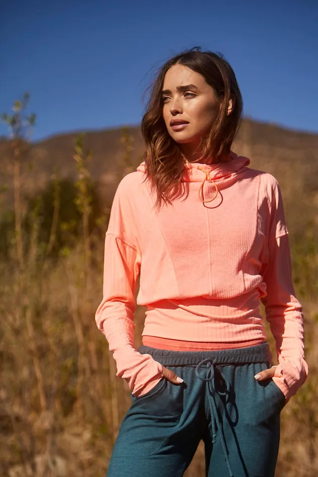 Women Workout Tops Free People Tap In Layering Top Papaya Punch