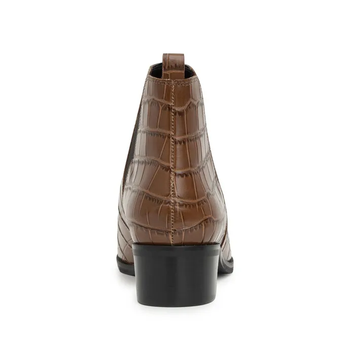 Women Yale Pointy Toe Chelsea Bootie Brown Croco Marc Fisher Booties