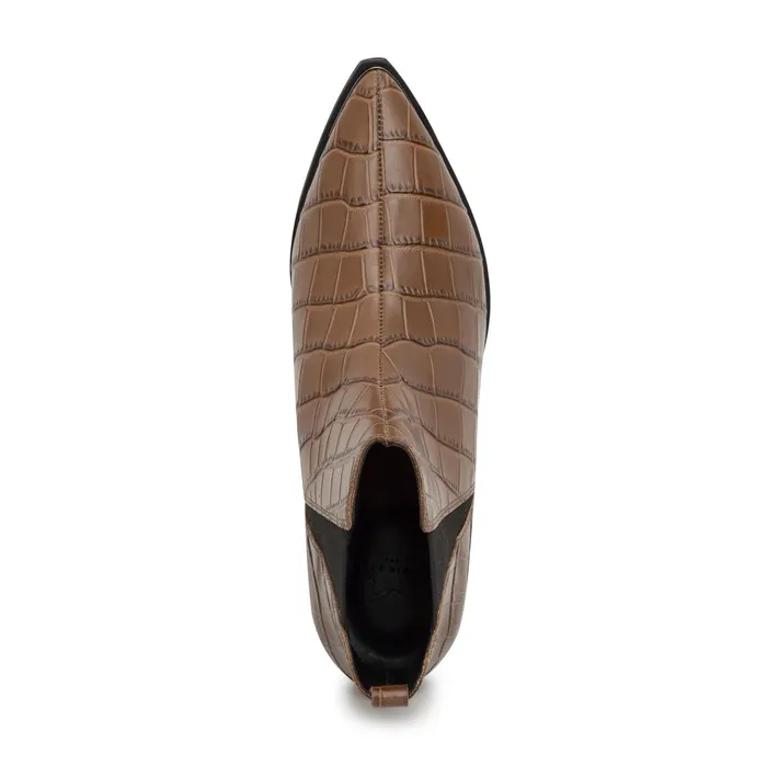 Women Yale Pointy Toe Chelsea Bootie Brown Croco Marc Fisher Booties