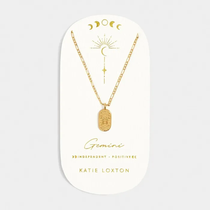 Women Zodiac Collection Katie Loxton Waterproof Gold Zodiac 039Gemini039 Necklace 8211 Gemini Gift