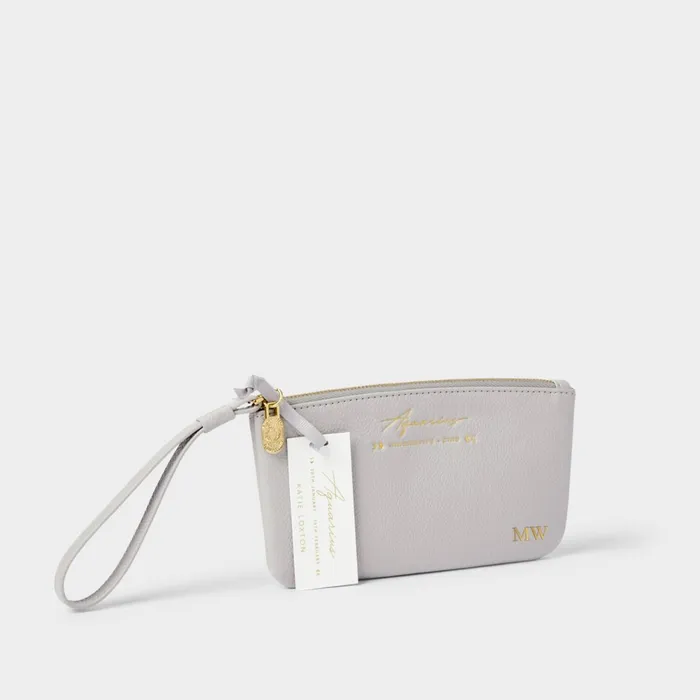 Women Zodiac Collection Katie Loxton Zodiac Wristlet Pouch 039Aquarius039 In Luna Grey 8211 Clutch Bag