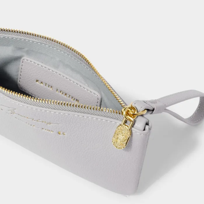 Women Zodiac Collection Katie Loxton Zodiac Wristlet Pouch 039Aquarius039 In Luna Grey 8211 Clutch Bag