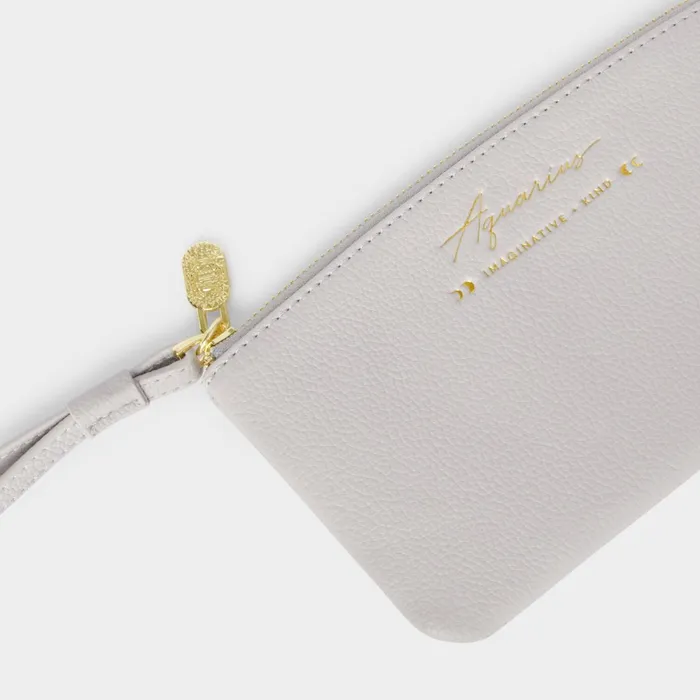 Women Zodiac Collection Katie Loxton Zodiac Wristlet Pouch 039Aquarius039 In Luna Grey 8211 Clutch Bag